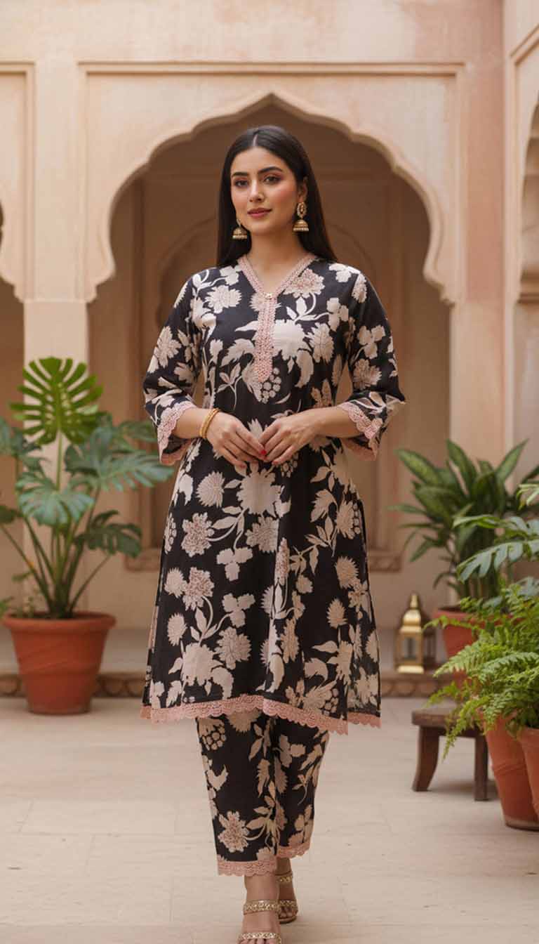 Noir Petal Printed Coord Set