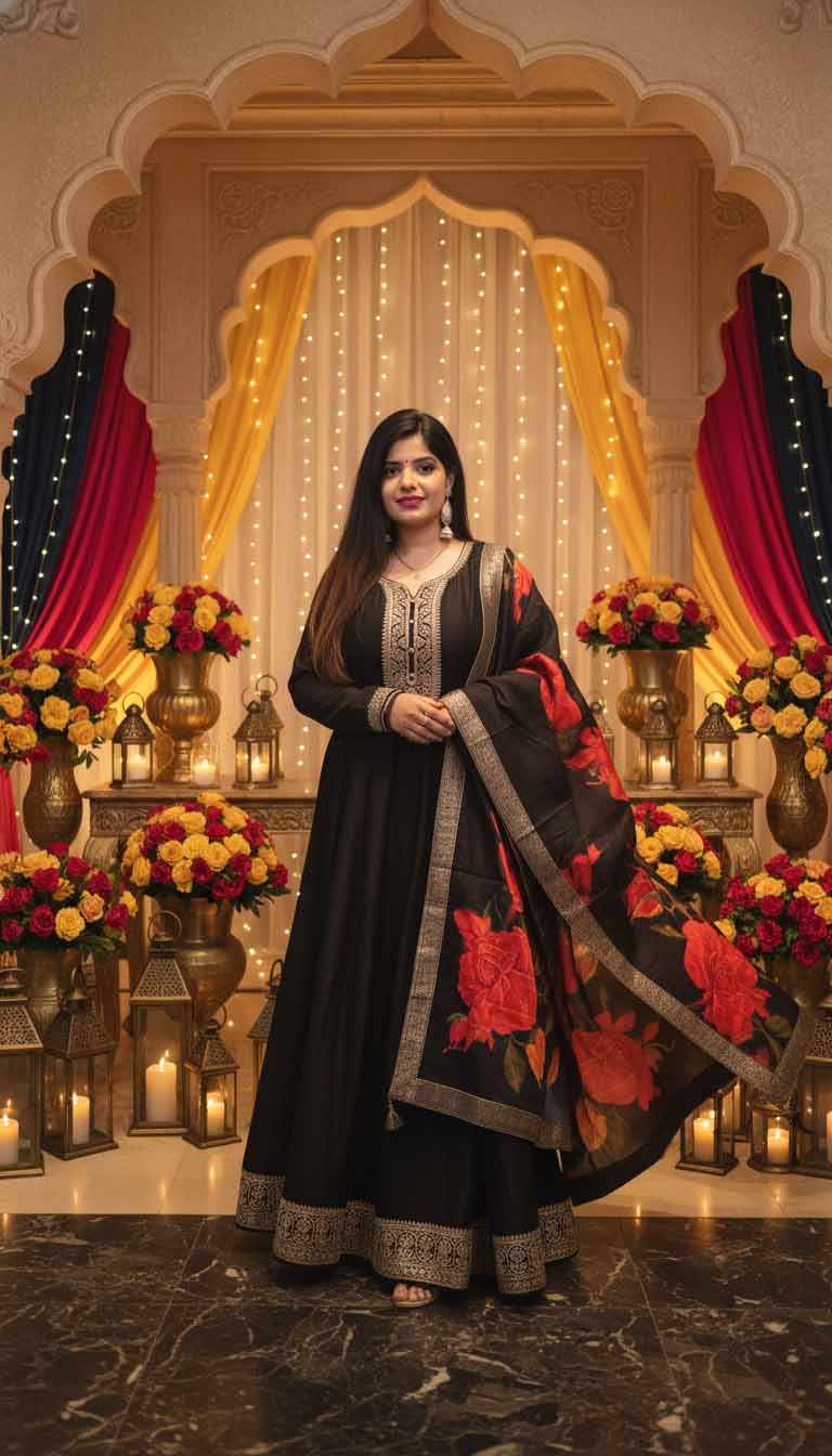 Noor e Zehra Black Premium Anarkali Gown